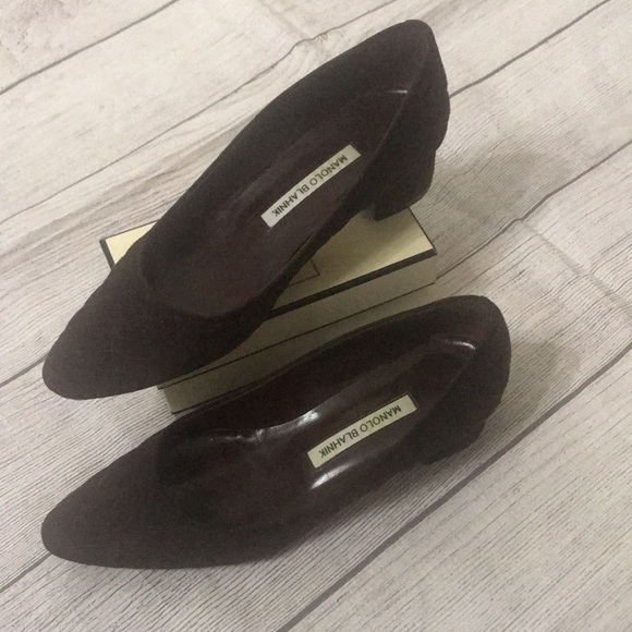 Beautiful vintage Manolo Blahnik Lisqui Quilted Suede, block heel - Brown sz38 - Picture 2 of 10